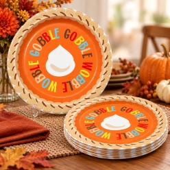 Gobble Thanksgiving Dessert Plates - 8 PK